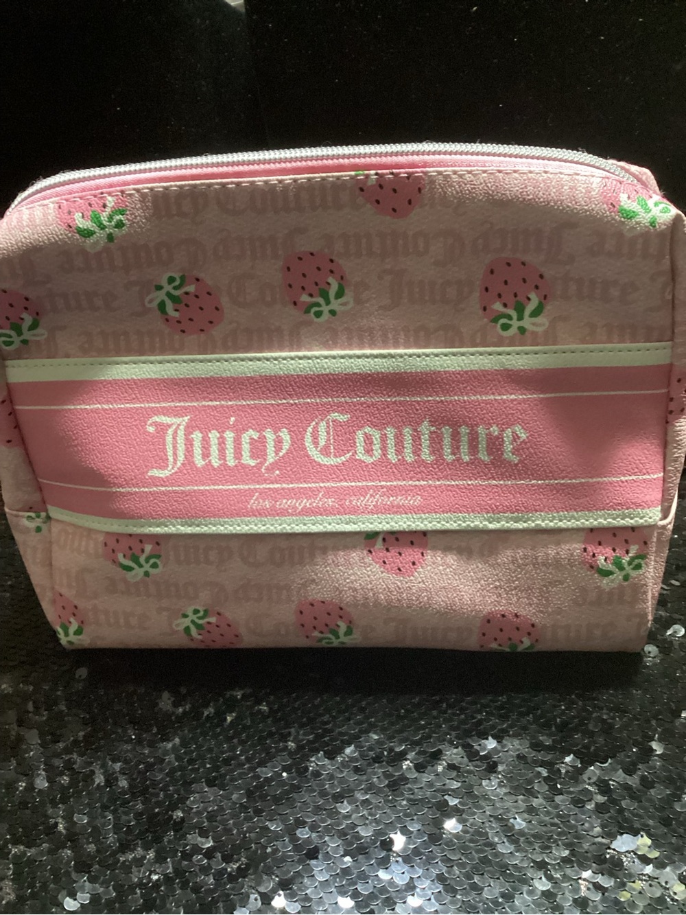 Juicy Couture Pink Strawberry Print Cosmetic Bag